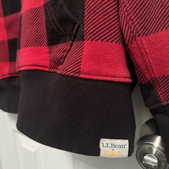 L.L.Bean X Peanuts Snoopy Hoodie Buffalo Plaid Pullover Sweatshirt Men Large - Picture 6 of 16